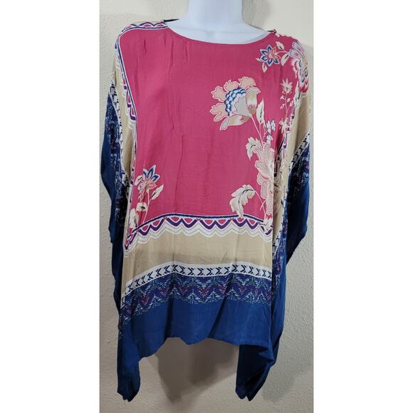 Chico's Pink Blue Floral Print Top Small Medium Lightweight Soft Flowy Boho - Picture 1 of 5